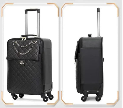 20"24"28" INCH Women Leather Trolley Rolling Luggage Check In Cabin Spinner Suitcase On Wheels