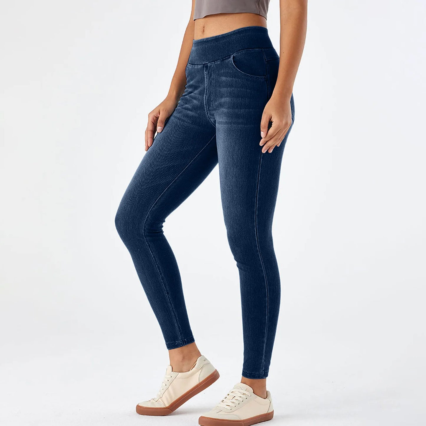 Slim Jeans High Waist Pull-On Denim with Stretchy Fit for Women
