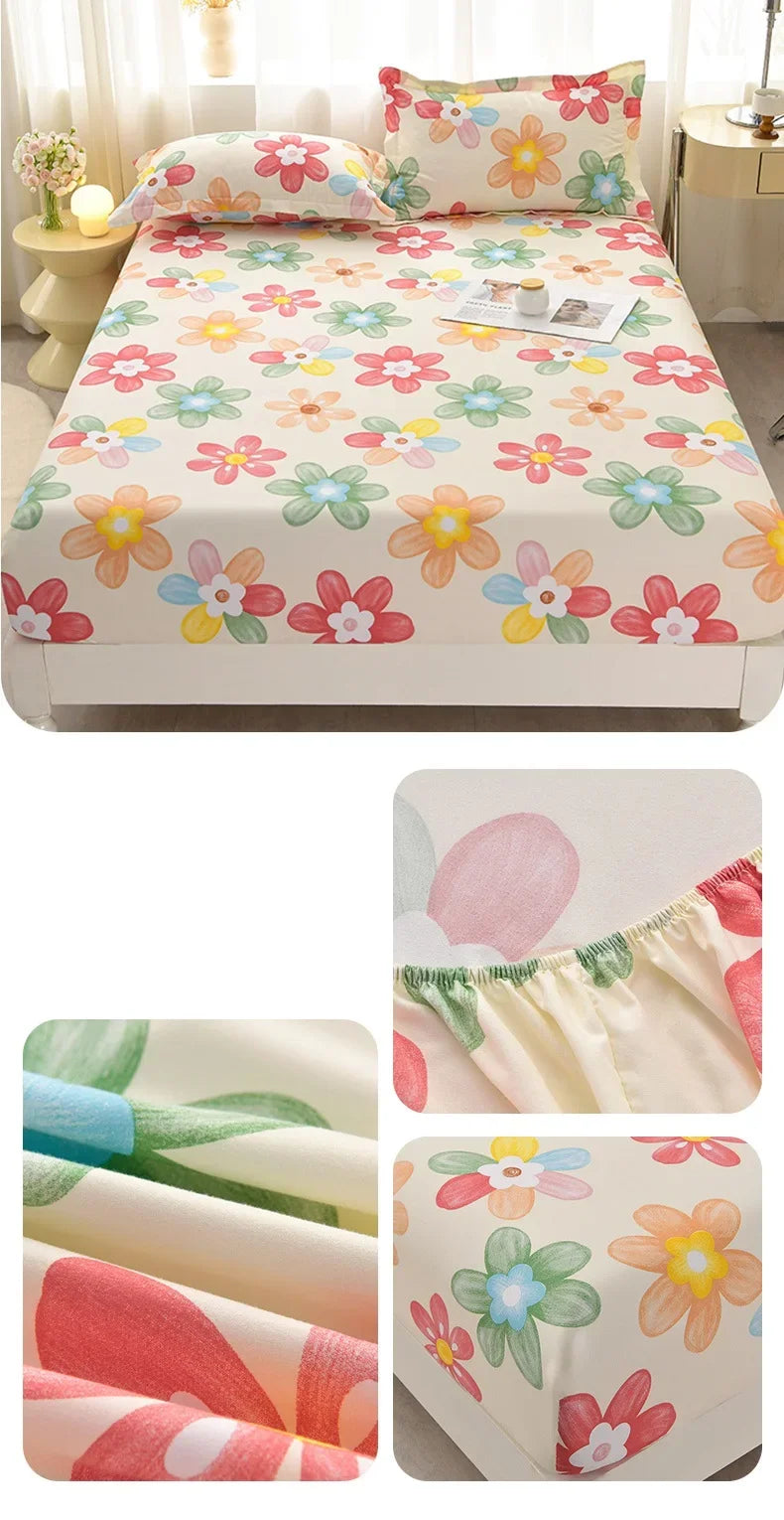 Soft Bedsheet Simple Style Bed Cover Single/Queen/King Size Bed Linen Home Fitted Sheets 침대시트 (Pillowcase Need Order)