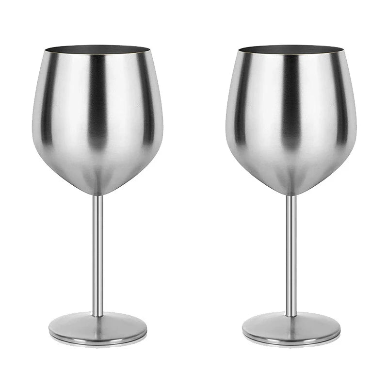 500ml Stainless Steel Wine Glass Goblet Sets Durable Metal Cup for Red Wine Champagne Bar Party Kitchen Goblets Drinking Utensils