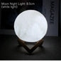 LED Moon Night Light 8cm - Battery Powered Starry Lamp with Stand for Bedroom Decor