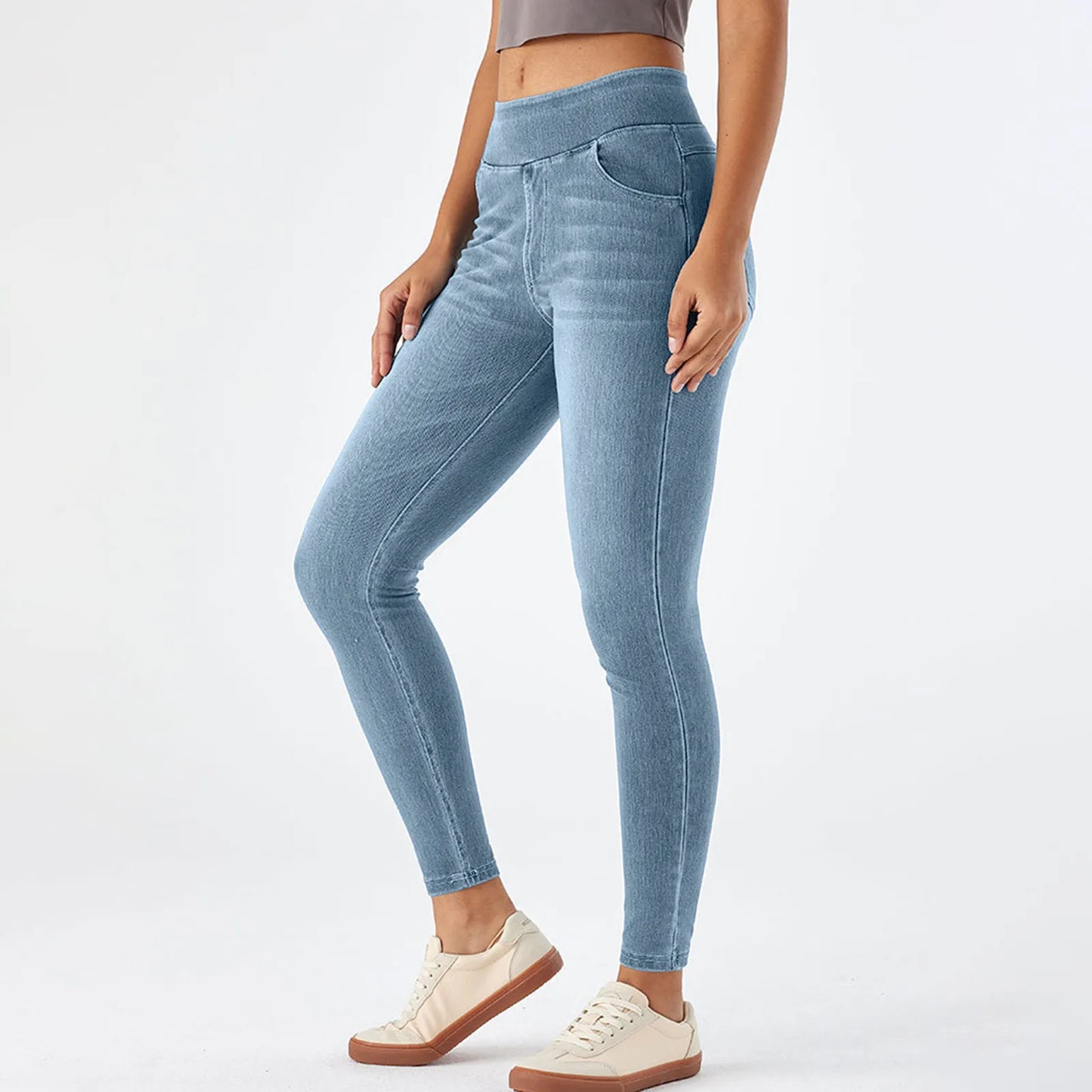 Slim Jeans High Waist Pull-On Denim with Stretchy Fit for Women