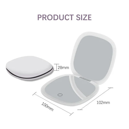USB Rechargeable Folding Portable LED Makeup Mirror Touch Screen Dimming Handheld With 10X Magnifying Travel Cosmetic Mirrors