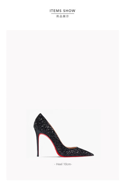 Couture Luxury Red Bottom Glitter Heels | Merch Gone Viral.