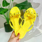 Studded Flat Bot Thong Slippers Holiday Beach Sandals Women's Jelly Slip-On oes Comfortable Casual PVC Footwear