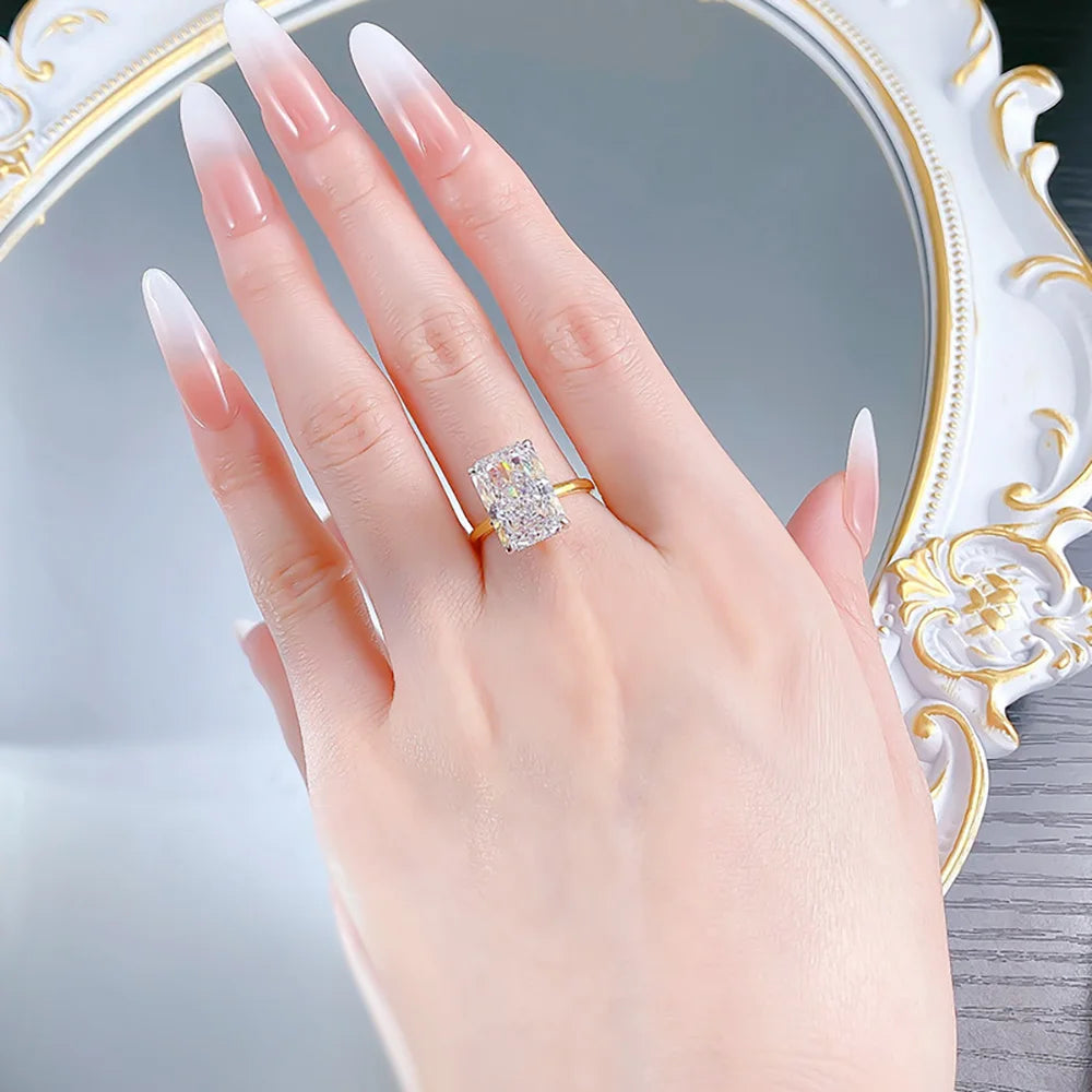 Radiant Ring Zircon Centerpiece In 18K Gold Plated 925 Silver For Women All Day Wear