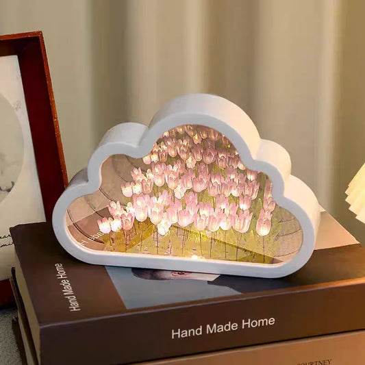 Mirror Panels Tulip Night Light Kit for Desk Decor with Ambient Glow