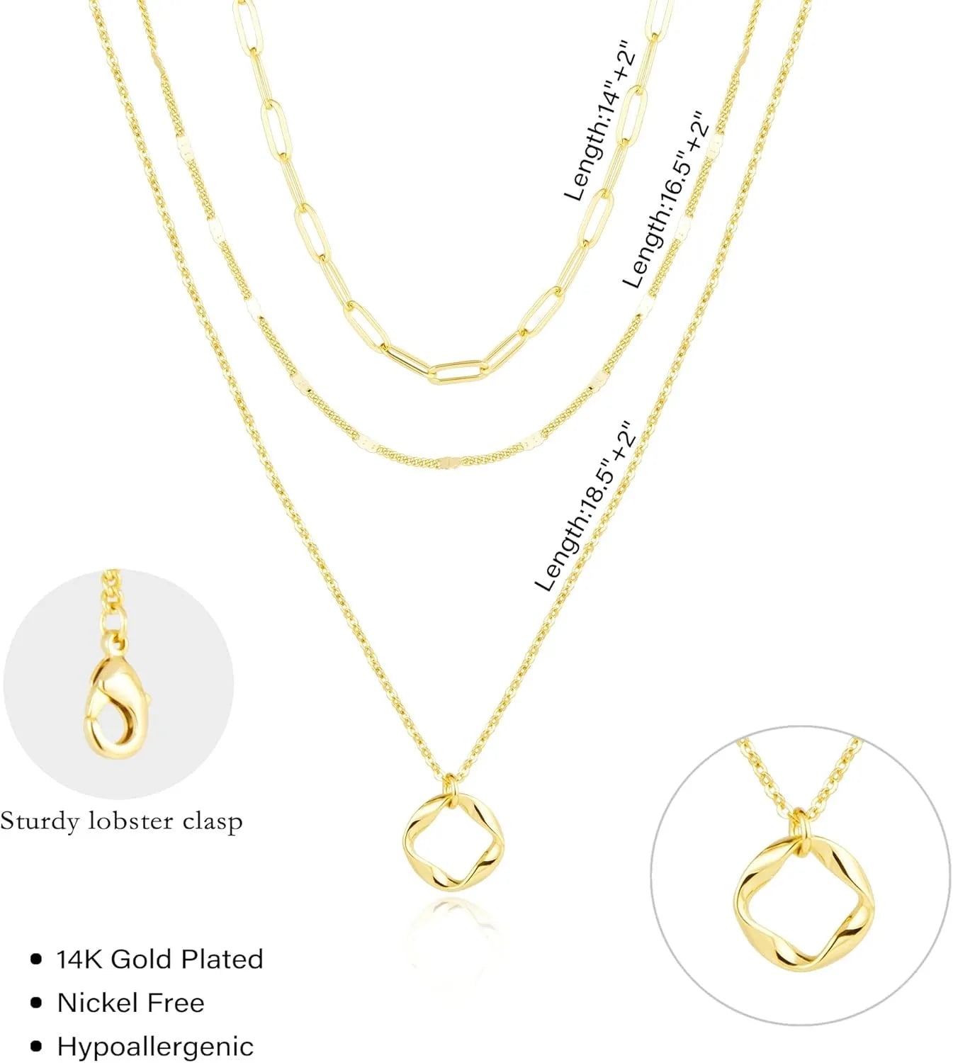 Layered Gold Necklaces Set - 14K Gold Plated Stackable Chain Choker Necklace
