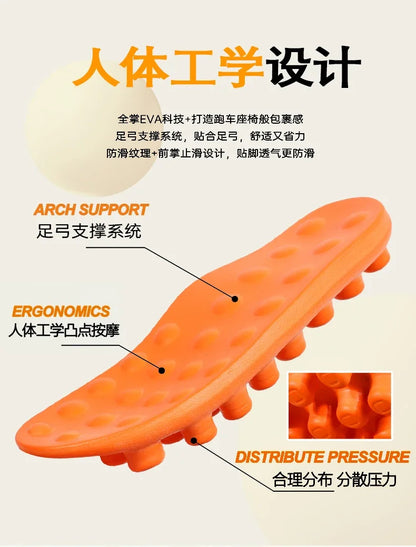 Orange EVA sandals with non-slip cushioned soles and ergonomic arch support for comfortable all-day wear.