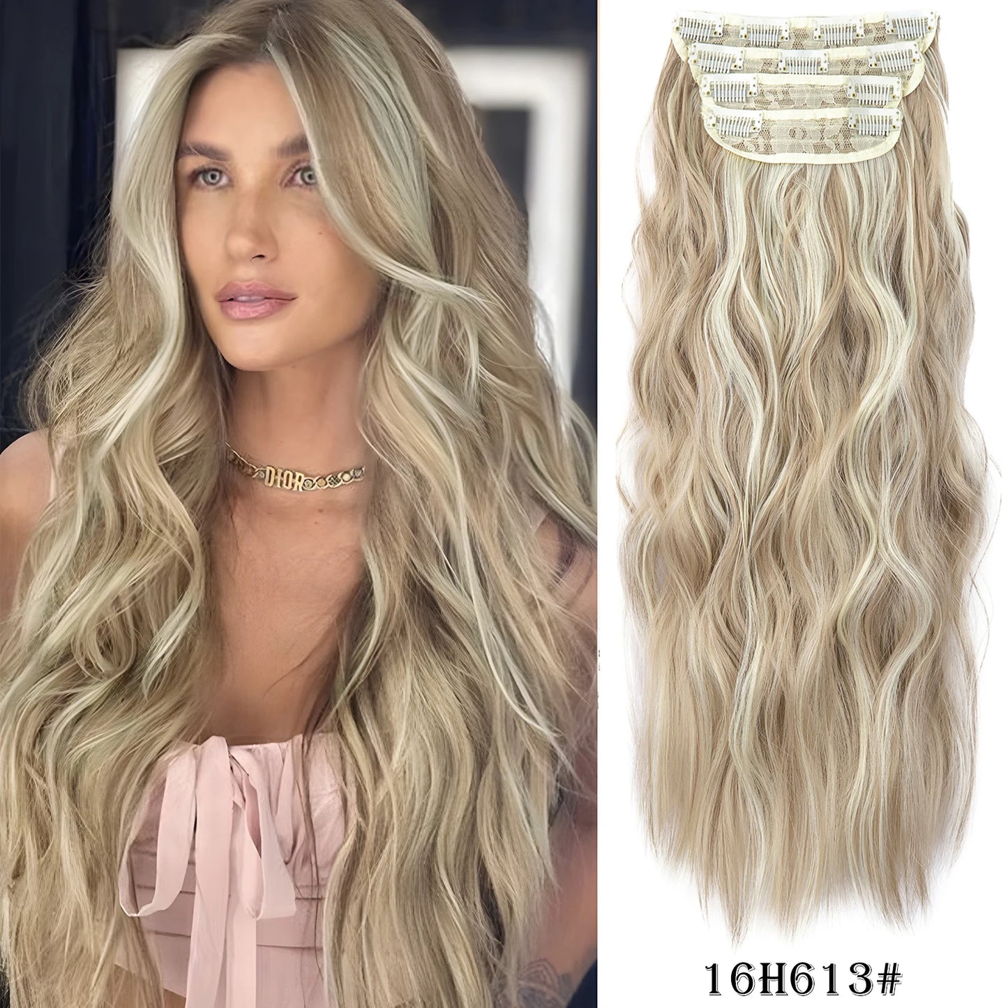 Synthetic Clip In Hair Extensions 11Color Synthetic Clip In Hair Extensions Long Wavy 4Pcs/Set Piece 11 Clip-In Hairpieces