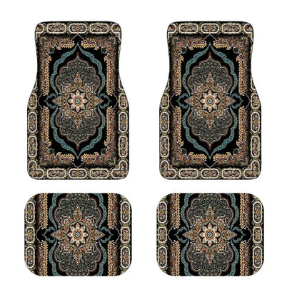 4Pcs Bohemian Car Floor Mats Rubber Back Heavy Duty Persian Carpet Car Decoration Dirty Resistant Car Floor Protector Rugs