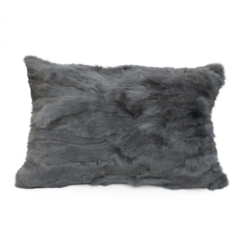 Natural Fur Patchwork Cushion Cover for Sofa, Genuine Rabbit Fur Cushion Cover, Home Decoration