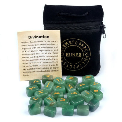 Natural Crystal Agate Rune Set Stones for Divination and Meditation