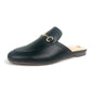 Polished Flat Mule Slippers for Women with Chain Detail