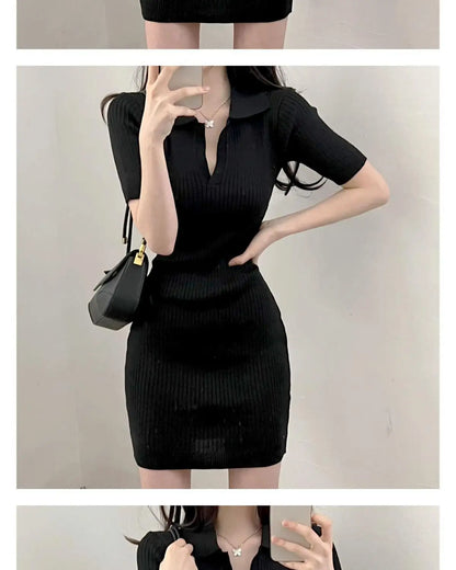 Breathable Dress with V-Neck and Empire Waist Knee Length for Effortless Daytime Style