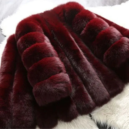 Luxe Faux Fur Jackets for Women Long Puff Sleeve Woman Coat Solid Short Warmth Outerwear Clause Ladies Elegant Streetwear