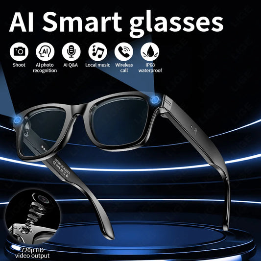Smart Glasses  Recording Videos AI Photo Recognition Answer Translation 260mAh Large Battery IP65 Waterproof Bluetooth Glasses