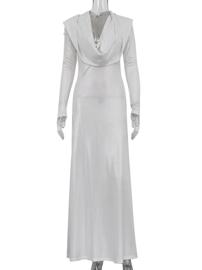 Classic Dress White Maxi Knit Silhouette for Sculpting Evening Wear