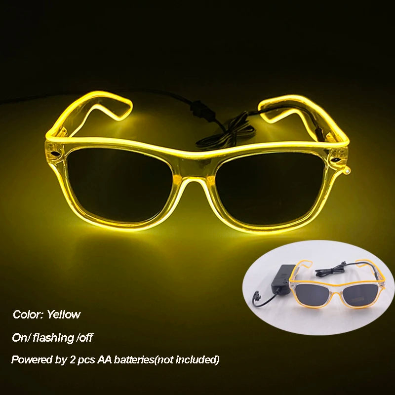 Gifts and novelty LED festival glasses with crystal bead illumination and wire battery pack