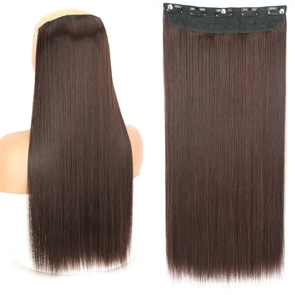 Heat-Resistant Clip-In Hair Extensions Five Clips for Dark Hair