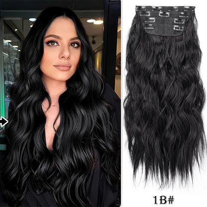 Synthetic Clip In Hair Extensions 11Color Synthetic Clip In Hair Extensions Long Wavy 4Pcs/Set Piece 11 Clip-In Hairpieces