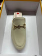 Polished Flat Mule Slippers for Women with Chain Detail
