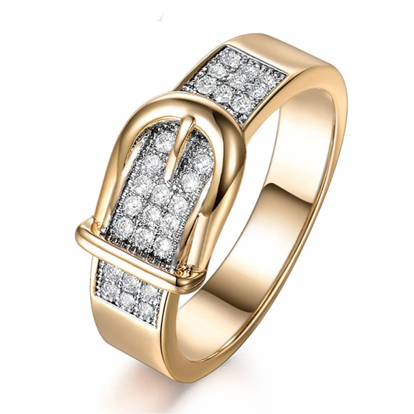 Two-Tone Ring with Zircon Centerpiece for Women with All Day Shine