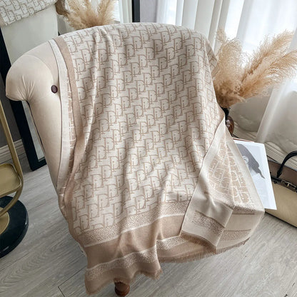 Golden Silk Blend Shawl Wrap for Women Long Scarf
