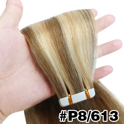 Straight Hair Extensions with Tape In Remy Hair Skin Weft