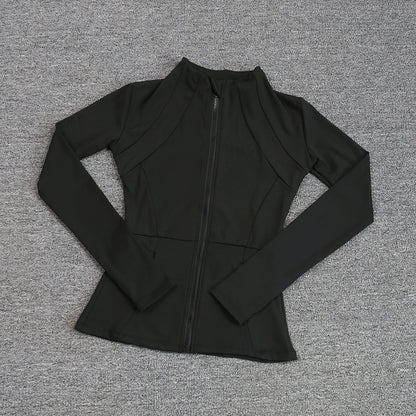 Luxe Yoga fitted Coat Women's Slimming Long Sleeve Fast Running Thin Pilates Fitness Suit Top Clothing