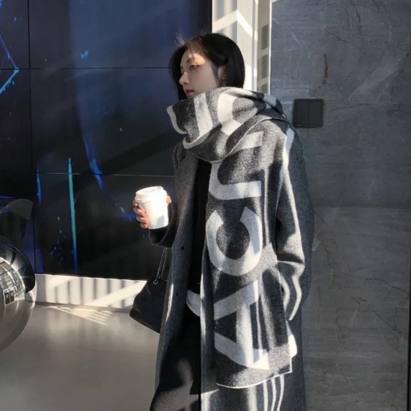 Warm Cashmere Scarf with Large Monogram for Everyday Ease and Style