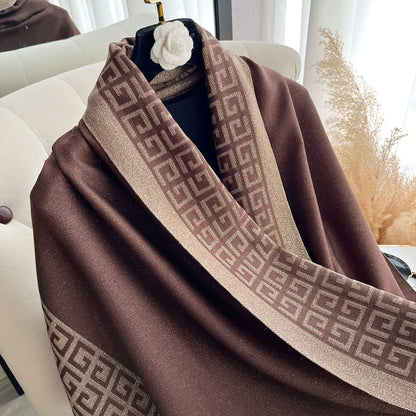 Sun-Protective Hijab Scarf with Golden Thread Accents for Styling