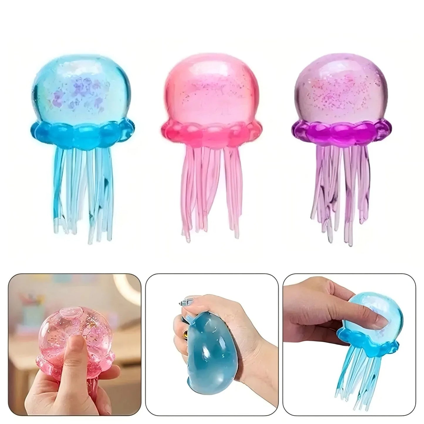 NeeDoh Jellyfish and Cube Plastic Squish Toy For Stress Relief and Sensory Play