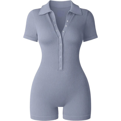 Breathable Collared Jumpsuit with Cinched Waist