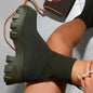 CloudStep Luxe Platform Sock Shoes Boots – Chunky Knit Stretch Boots with Heels | Trendy Women’s Fashion Streetwear Shoes