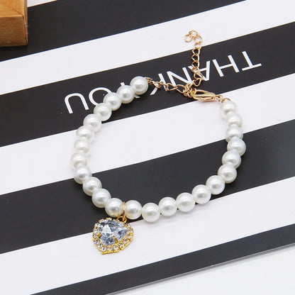 New Cat Collar Decoration Pet Cute Exquisite Neck Kitten Adjustable Summer Cat Necklace High Simulation Pearls Pet Supplies