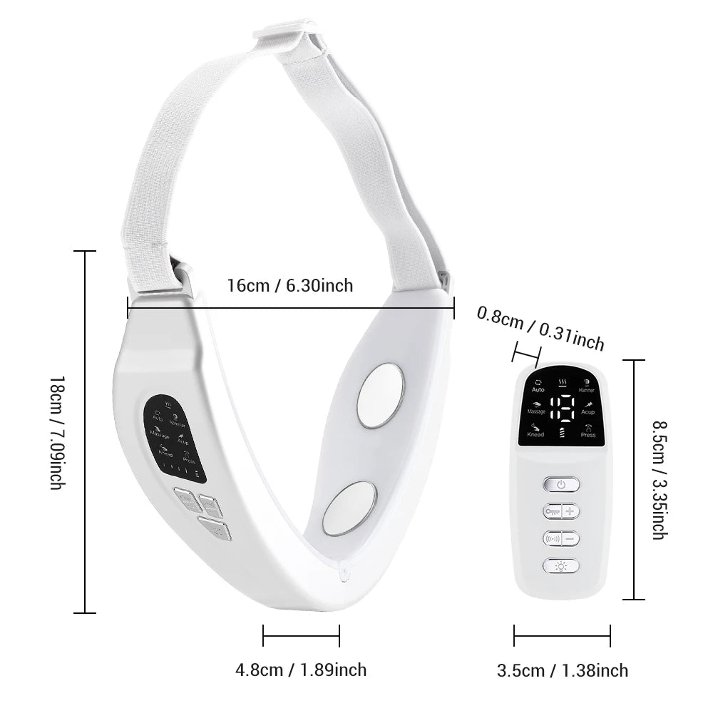 Jawline facial massager with EMS pulse vibration and heat