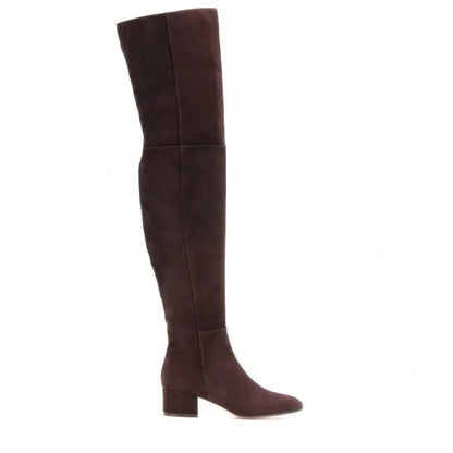 Women's stretch over-the-knee boots with block heel and side zip