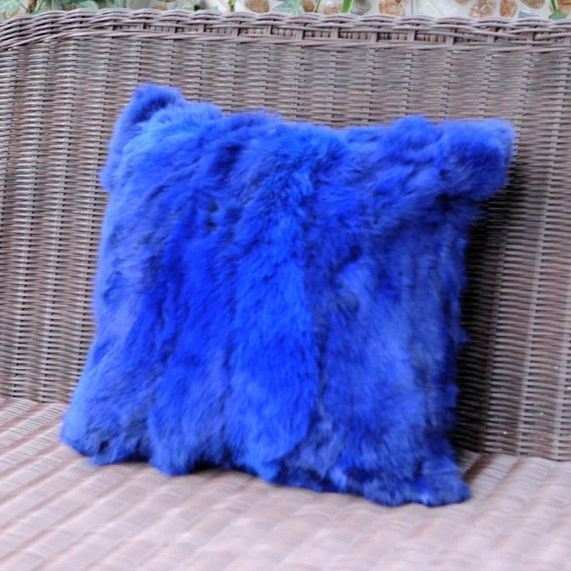 Natural Fur Patchwork Cushion Cover for Sofa, Genuine Rabbit Fur Cushion Cover, Home Decoration