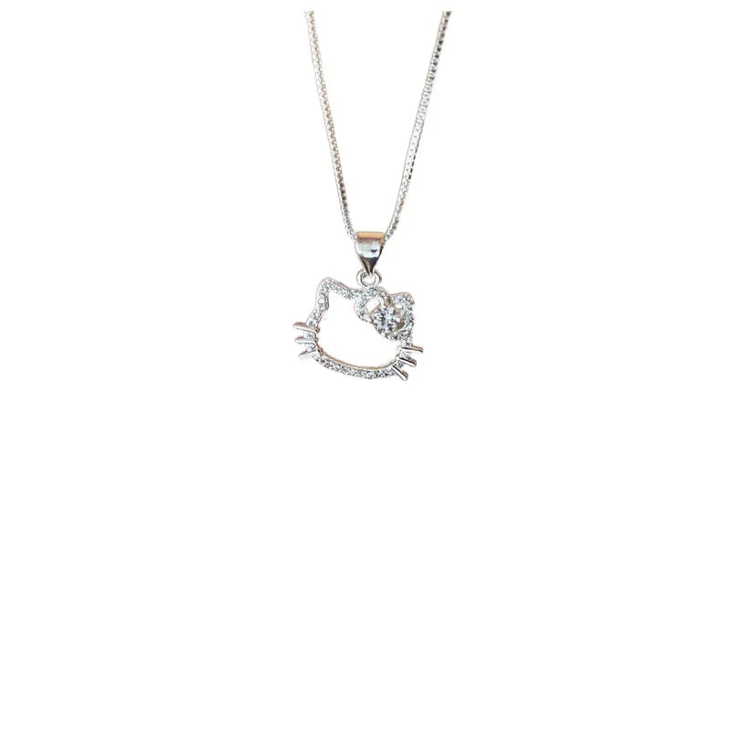 Playful Cartoon Cat Pendant Necklace for Women with Clavicle Chain