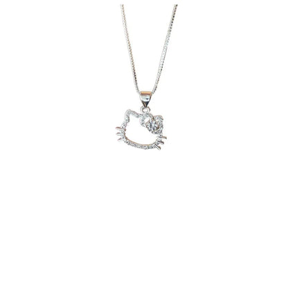 Playful Cartoon Cat Pendant Necklace for Women with Clavicle Chain