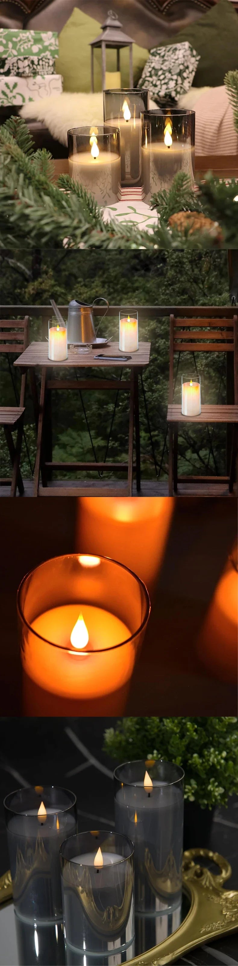 Flameless Candle Set with Remote Timer for Weddings and Parties
