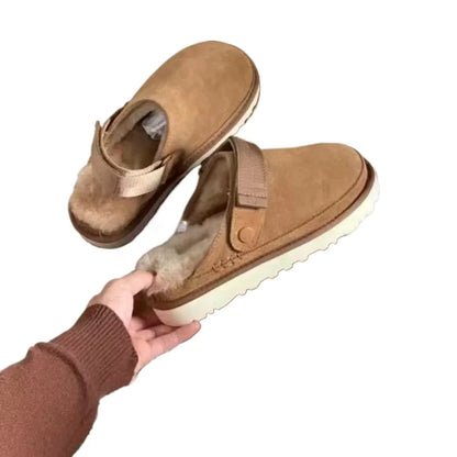 Designer Suede Platform Clog Slides - Unisex Warm Thick Sole Slip-On Shoes
