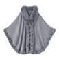 Women Faux Fur Neck Winter Poncho Overcoat Cape Thick White Black Warm Shawl Cloak Big Pendulum Cardigan Loose Coat