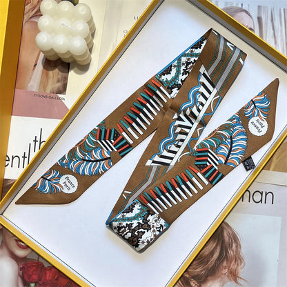 NEW 2026 Long Scarf for Women Narrow Ribbon Headband Female Neckerchief Handle Bag Band Bandana Hair Tie Accessories