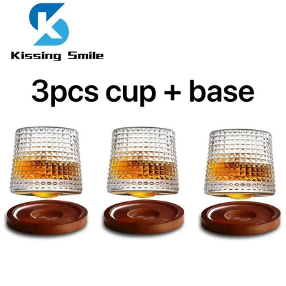 Creative Whiskey Glasses Durable Spinning Glassware Cocktails Wine Brandy Cup Water Juice Tea Mug Party Drinking Glass Tumbler