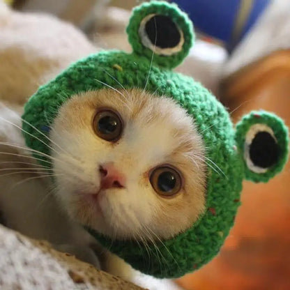 Soft Hat Hand-Crocheted with Elastic Fit for Cats Photo Prop