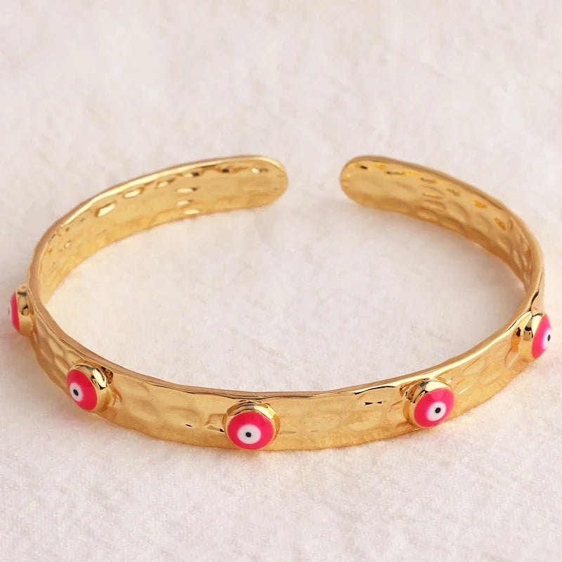 Women’s gold-plated evil eye crystal cuff bracelet