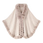 Women Faux Fur Neck Winter Poncho Overcoat Cape Thick White Black Warm Shawl Cloak Big Pendulum Cardigan Loose Coat