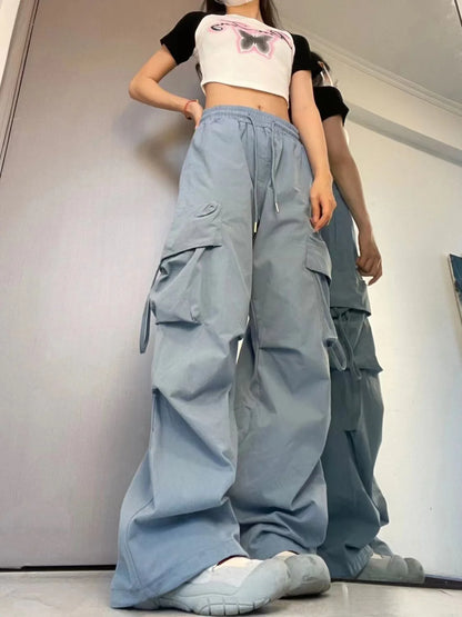 Baggy Cargo Pants with Elastic Waist and Ultra Spacious Large Pockets